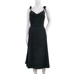 Milly Silk Blend Coquette Whimsygoth Fit & Flare Midi Dress Black Womens Size 8